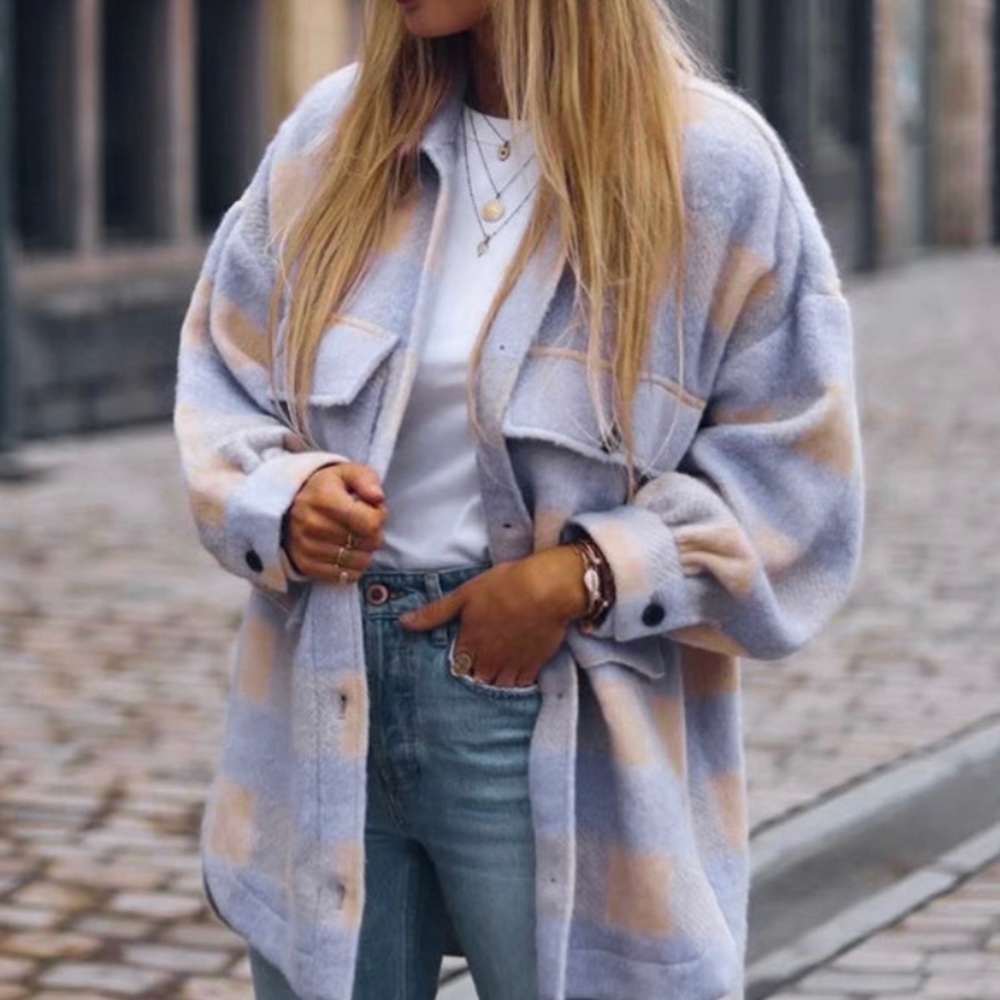 New Plaid Oversized Flannel Shirt Jacket Shacket - Picture 2 of 10